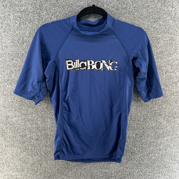 Billabong Rashguard Swim Shirt Boys Youth Large Blue Short Sleeve Surf Swim - Picture 2 of 9
